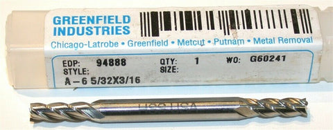 Greenfield Putnam 5/32 Diameter 3/16 Shank 4 Flute HSS Double End Mill 94888 New