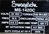 Swagelok MS-142DC Electric Actuator For 2-4 Way Ball Valve 24VDC 1/2 FNPT 0.9A