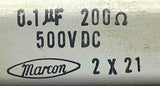 Marcon 2X21 Capacitor 0.1 UF 200 Ohms 500 VDC