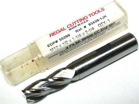 Regal 12mm 4 Flute HSS End Mills 55299 New