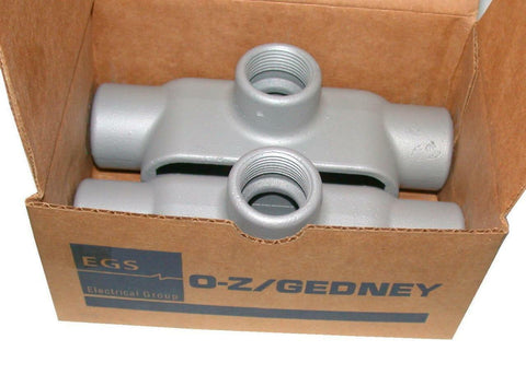 NEW BOX OF 2 O-Z / GEDNEY  OZG T37   1" GRAY IRON CONDUIT BODY TEES FORM 7