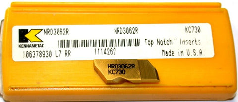 Lot of 4 Kennametal Top Notch 3.18mm x 6.35mm RH Grooving Insert NRD3062R KC730