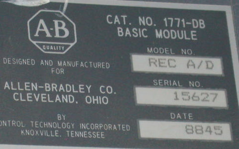 1771 Basic Module VERY NICE ALLEN BRADLEY BASIC MODULE 1771-DB