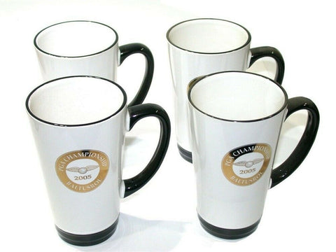 SET OF 4 - 2005 PGA GOLD INPRINT BALTUSROL 16 OZ BLACK COFFEE MUG SET GOLF