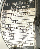 General Electric 7GF711DD2KA Gear Motor 1/4 HP 23.5:1 Ratio 230V 1 Ph 5KG35KG374