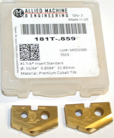 2 Allied Machine T-A 55/64" Coated Spade Drilling Insert 181T-.859