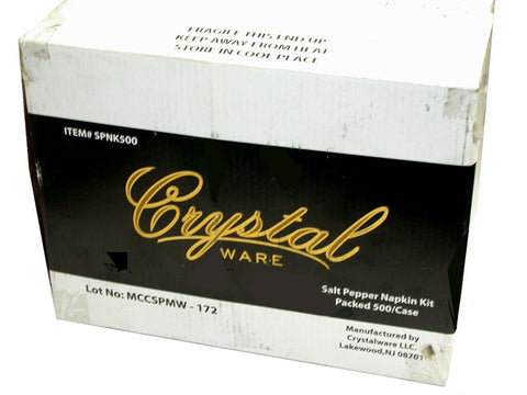 NEW CRYSTALWARE SALT PEPPER NAPKIN KIT 500/CASE  (250 AVAILABLE)