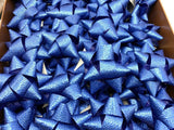 Brizzolari 3-1/2" Textured Blue Star Gift Bow 3/4" Ribbon 15 Loop 70 Count