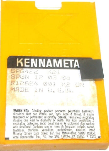 Lot of 10 New Kennametal Kendex Positive Carbide Turning Inserts SPG422 K21