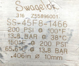 Swagelok SS-45F8-1466 Stainless Steel Ball Valve 200 PSI @ 100°F 1/2" NPT