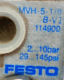 Festo MVH-5-1/8 B-VI Solenoid Valve W/ MVH-3-1,2 Solenoid Coil 145PSI 24VDC