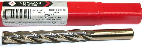 Cleveland Twist 7/16" 4 1/2" Flute 2 3/4" LOC 4 1/2 OAL HSS End Mills C32696 NIB