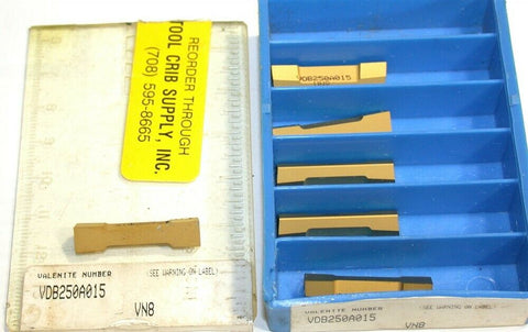 Lot of 6 Valenite Econ-O-Groove VDB Grooving and Parting Insert VDB 250 A015 VN8