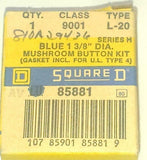 New Square D  9001L-20  Panel Mount Blue Mushroom Cap Pushbutton Lens 1-3/8"