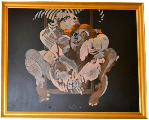 Genuine Ramon Santiago Signed Framed Original Oil On Canvas From 1995