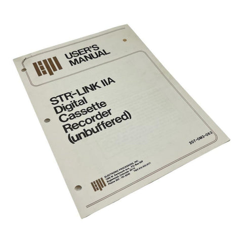 STR-Link IIA Digital Cassette Recorder (Unbuffered) User's Manual
