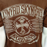 Alstyle Men's Lynard Skynard God Guns 2010 Brown Short Sleeve Shirt Size Large