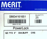 Merit 08834161651 Powerlock 3" A/O Coarse Type 3 QC Buffing Disc - Box of (25)