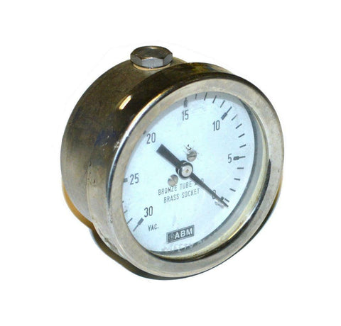 ABM 0-30 VACUUM GAUGE 1/4" NPT BACK MOUNT