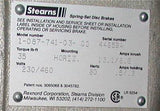NEW STEARNS 1-0807-741-03-QG MOTOR ELECTRIC BRAKE 230/460 VAC