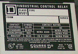 SQUARE D MASTER CONTROL RELAY 10 AMP 110/120 VAC MODEL  8501XM060